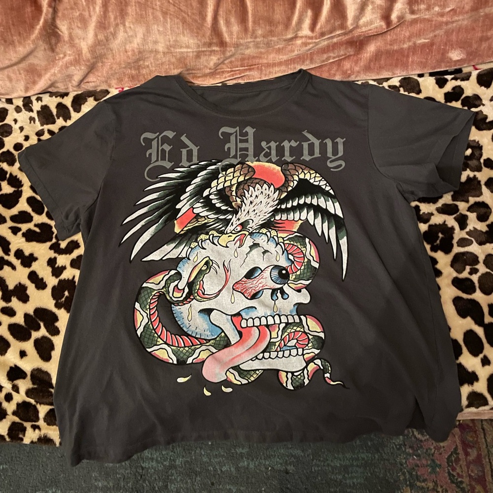 Ed Hardy Charcoal Gray T-Shirt